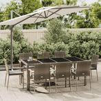 vidaXL 9-delige Tuinset met kussens poly rattan grijs, Nieuw, 8 zitplaatsen, Tuinset, Verzenden