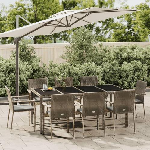 vidaXL 9-delige Tuinset met kussens poly rattan grijs, Tuin en Terras, Tuinsets en Loungesets, Tuinset, Nieuw, 8 zitplaatsen, Rotan