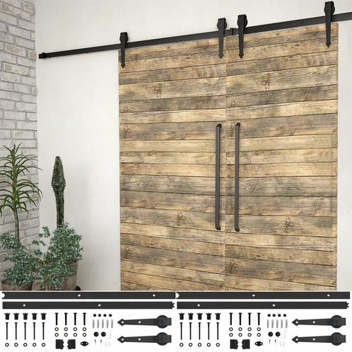 vidaXL Hardwaresets voor schuifdeuren 2 st 200 cm staal, Doe-het-zelf en Verbouw, Kozijnen en Schuifpuien, Nieuw, Verzenden