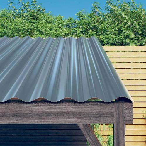vidaXL Dakpanelen 36 st 80x36 cm gepoedercoat staal grijs, Doe-het-zelf en Verbouw, Dakpannen en Dakbedekking, Grijs, Nieuw, Verzenden