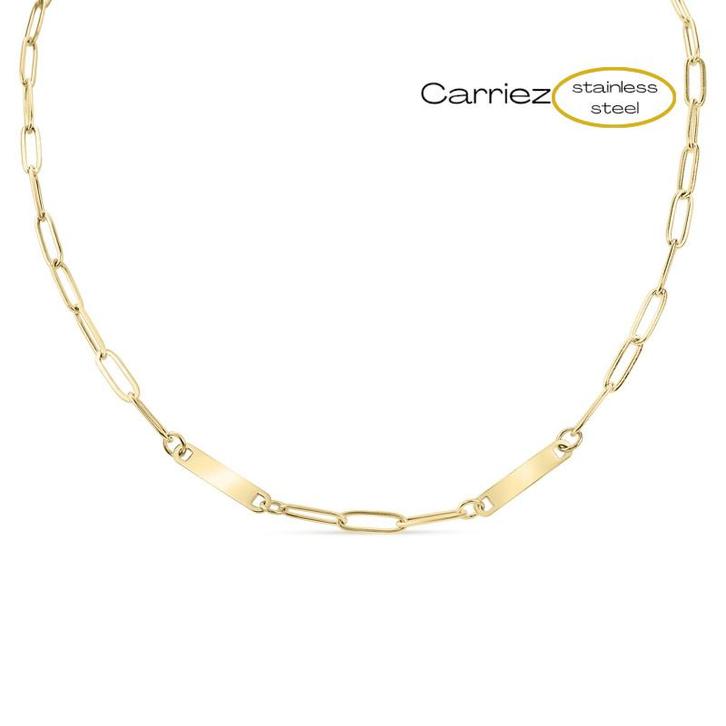 Paperclip twee namen ketting goud - premium stainless steel, Sieraden, Tassen en Uiterlijk, Kettingen, Nieuw, Verzenden