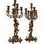 Kandelaber Victoriaanse kandelaars - Puttis-beeldhouwwerken, Antiek en Kunst