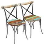 vidaXL Eetkamerstoelen 2 st massief gerecycled hout, Huis en Inrichting, Stoelen, Verzenden, Nieuw