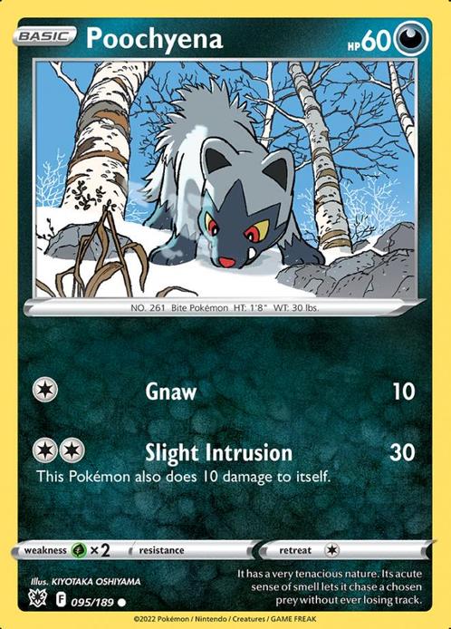 Poochyena 095/189 Astral Radiance, Hobby en Vrije tijd, Verzamelkaartspellen | Pokémon, Losse kaart, Nieuw, Foil, Ophalen of Verzenden
