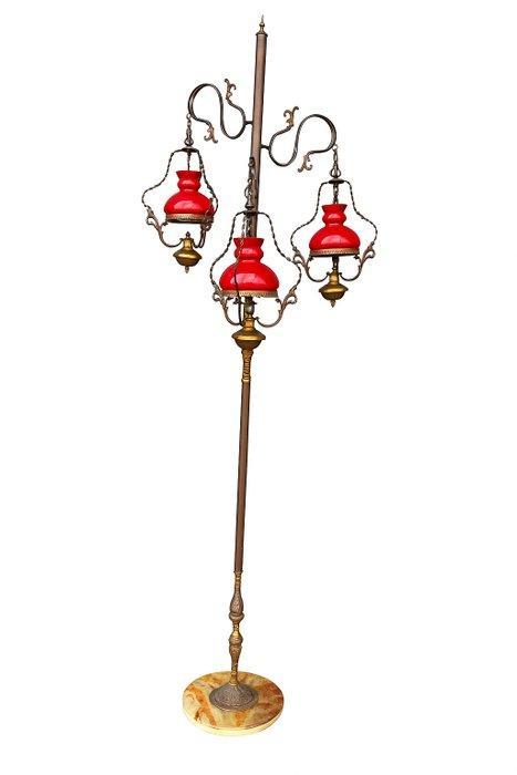 Lamp - Onyx, Messing, Glas, Plastic - Vloerlamp, Antiek en Kunst, Antiek | Overige Antiek