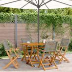 vidaXL 5-delige Tuinset poly rattan en massief hout grijs, Tuin en Terras, Verzenden, Nieuw, Hardhout, Tuinset