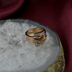 18 Krt. Roségouden ring met diamantengesp | 0,40 ct., Sieraden, Tassen en Uiterlijk, Ringen, 18 tot 19, Gebruikt, Overige kleuren