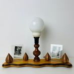 Tafellamp met beeldje - Glas, Hout