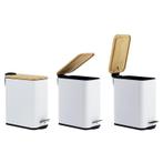 Pedaalemmer - prullenbak badkamer - 5 liter - wit bamboe, Huis en Inrichting, Woonaccessoires | Prullenbakken, Ophalen of Verzenden