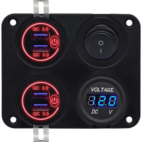 ProRide 12V USB Autolader 4 Poorten - QC3.0 - Voltmeter en, Doe-het-zelf en Verbouw, Elektra en Kabels, Nieuw, Verzenden