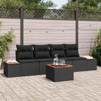 vidaXL Tuin Sofa Set met kussen 5 pcs Zwart Poly riet, Verzenden, Nieuw, Rotan