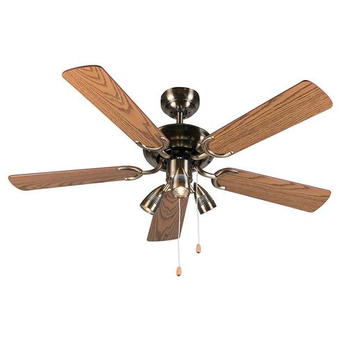 Plafondventilator brons met hout - Mistral 42, Huis en Inrichting, Lampen | Plafondlampen, Nieuw, Overige materialen