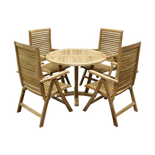 Arona legand dining tuinset 120 cm 5 delig teak, Tuin en Terras, Tuinsets en Loungesets, Nieuw, Teakhout, Ophalen of Verzenden