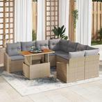 vidaXL Tuin Eetset met kussen met kussen Beige, Grijs 100 x, Verzenden, Nieuw, Rotan