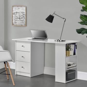 Bureau Lemberg met 3 lades en vakken 120x49x72 cm wit beschikbaar voor biedingen