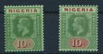 Nigeria 1914 - King George, 10 shilling, 2 stuks, één, Gestempeld