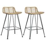 vidaXL Barstoelen 2 st natuurlijk rattan, Verzenden, Nieuw