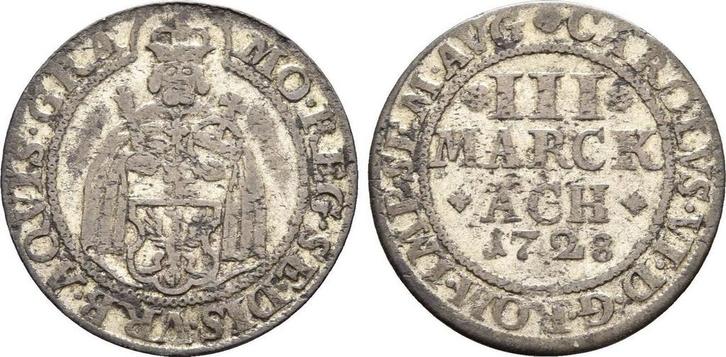 3 Mark 1728 Aachen Stadt:, Postzegels en Munten, Munten | Europa | Niet-Euromunten, Verzenden