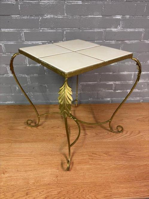 Bijzettafel - Metaal - Bijzet tafel met blad van tegels, Antiek en Kunst, Kunst | Designobjecten