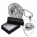 Aluminium plectrum ketting met de afbeelding Troll Face Meme, Ophalen of Verzenden, Nieuw