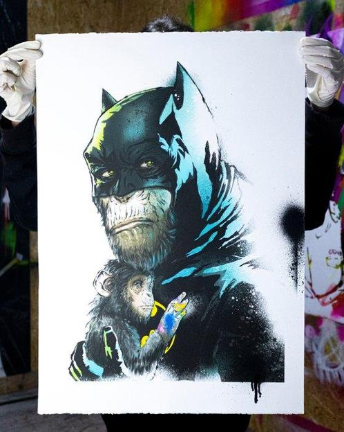 Utopia - The Dark Knight Rises saves little vandal monkey, Antiek en Kunst, Kunst | Schilderijen | Modern