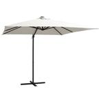 Zweefparasol met LED - 250x250 Zandkleur | Tweedekansje, Tuin en Terras, Kantelbaar, Nieuw, Zweefparasol, 2 tot 3 meter