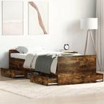 vidaXL Bedframe met hoofd- en voeteneinde gerookt eiken, 90 cm, Eenpersoons, Bruin, Verzenden