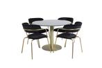 Eettafel Palmer - 106 cm - Grijs - Goud - Marmer - Jörn, Verzenden, Nieuw