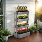 Plantenbak Flora, gelakt hout, met plantenfolie - grijs, 85, Verzenden, Nieuw