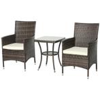 TRUUSK Rotan Tuinmeubelset 3-delig - Bijzettafel - Bistroset, Verzenden, Nieuw