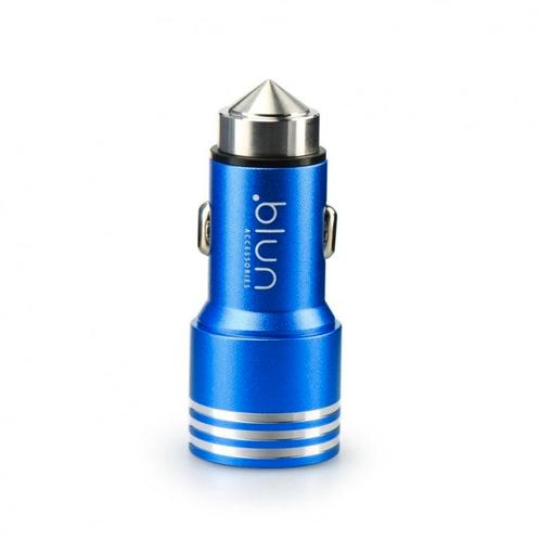 2-port USB autolader - 3,1A - BLAUW rond, Telecommunicatie, Autoladers, Ophalen of Verzenden