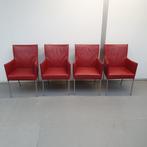 Set van 6 Bert Plantagie zorgstoel seniorenstoel rood leder, Vijf, Zes of meer stoelen, Leer, Gebruikt, Rood