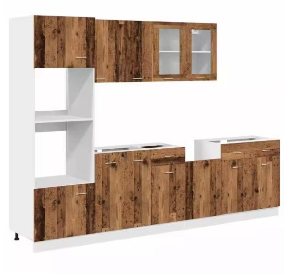 7-delige Keukenkastenset Sonoma – Met Glaskast & Ovenkast, Huis en Inrichting, Keuken | Keukenelementen, Nieuw, Verzenden