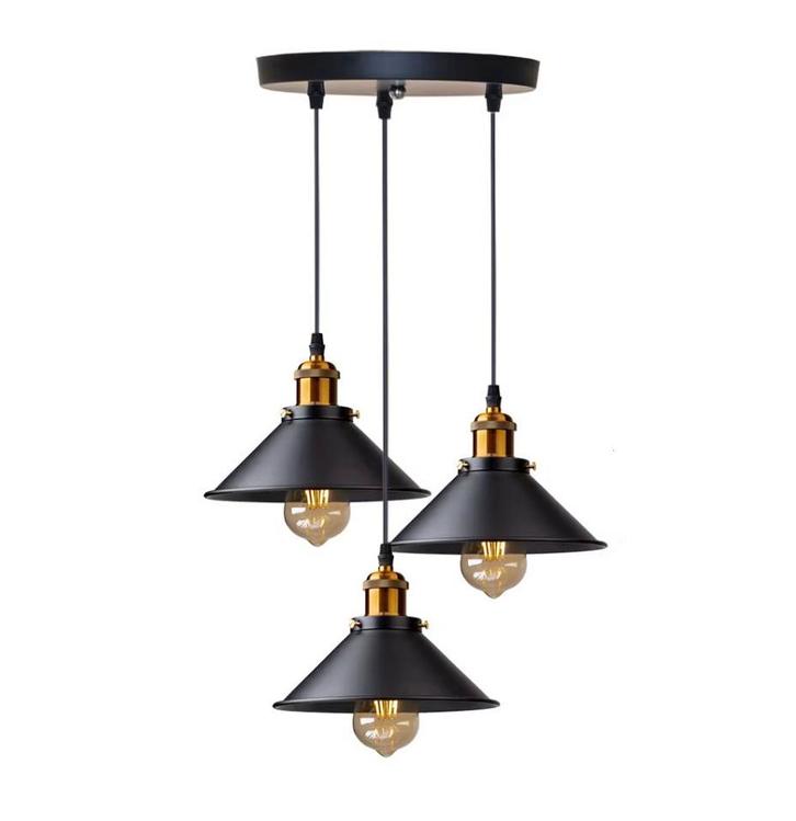3-Lichts Vintage Industriële Hanglamp - E27 Plafondlamp, Huis en Inrichting, Lampen | Plafondlampen, Nieuw, Verzenden