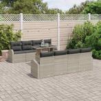 vidaXL Tuin Sofa Set met kussen 9 pcs Lichtgrijs Poly Rattan, Tuin en Terras, Tuinsets en Loungesets, Verzenden, Nieuw, Rotan