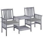 vidaXL Tuinstoelen met tafeltje en kussens massief, Tuin en Terras, Tuinsets en Loungesets, Verzenden, Nieuw, Hardhout, Tuinset