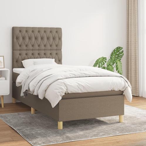 vidaXL Boxspring met matras stof taupe 90x190 cm, Huis en Inrichting, Slaapkamer | Bedden, 90 cm, 190 cm of minder, Eenpersoons