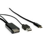 USB-C naar HDMI 4K 60Hz en USB-A kabel / zwart - 1, Audio, Tv en Foto, Audiokabels en Televisiekabels, Nieuw, Ophalen of Verzenden