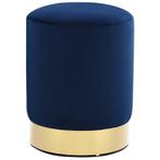 vidaXL Kruk fluweel blauw en goudkleurig, Huis en Inrichting, Stoelen, Verzenden, Nieuw, Blauw