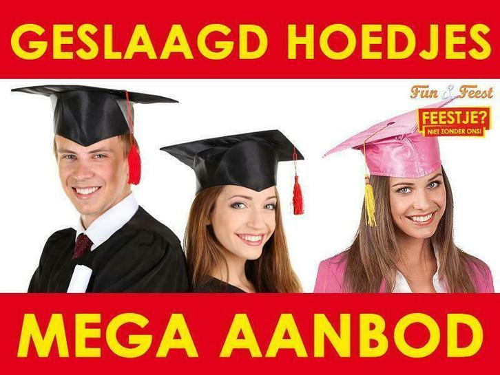 Geslaagd hoedjes - Mega aanbod geslaagd hoeden, Hobby en Vrije tijd, Feestartikelen, Overige, Hoed of Pruik, Nieuw, Ophalen of Verzenden