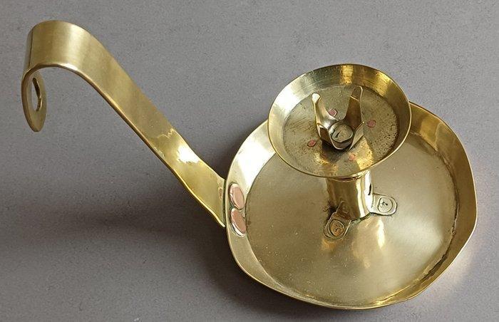 Kaarsenstandaard met oor (2) - Messing - Kaarsenpan &, Antiek en Kunst, Antiek | Overige Antiek