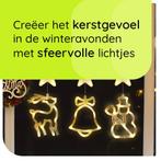 Kerstverlichting Raam Kerstbel, Sneeuwpop, Rendier - 73-82cm, Diversen, Kerst, Verzenden, Nieuw