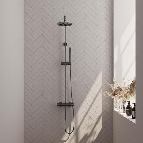 Regendoucheset Opbouw Brauer Gunmetal Carving 30 cm, Doe-het-zelf en Verbouw, Sanitair, Kraan, Nieuw, Ophalen of Verzenden
