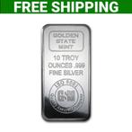 10 troy ounce - Zilver .999 - 10 oz Golden State Mint 999, Postzegels en Munten, Edelmetalen en Baren