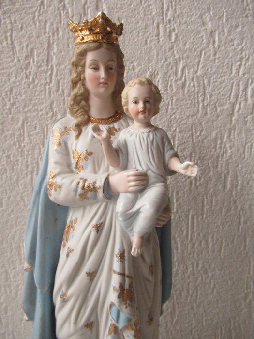 Beeld, Madonna met kind - 46 cm - Biscuit porselein - 1900, Antiek en Kunst, Antiek | Boeken en Bijbels
