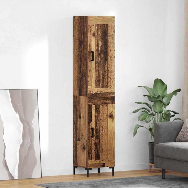 vidaXL Highboard Oud Hout 34,5 x 34 x 180 cm Bewerkt hout, Huis en Inrichting, Kasten | Buffetkasten, Nieuw, Minder dan 50 cm