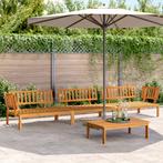 vidaXL 4-delige Loungeset pallet massief acaciahout, Verzenden, Nieuw, Hardhout, Loungeset