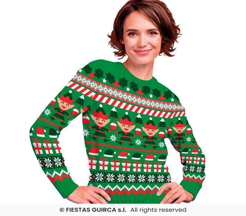 Foute Kerst Sweater Elfjes Cartoon Groen Dames, Kleding | Dames, Carnavalskleding en Feestkleding, Nieuw, Ophalen of Verzenden
