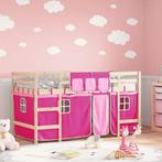 vidaXL Kinderhoogslaper met gordijnen 90x200 cm grenenhout, 90 cm, Eenpersoons, Verzenden, Nieuw