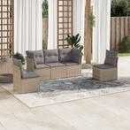 vidaXL 5-delige Loungeset met kussens poly rattan beige, Verzenden, Nieuw, Rotan, Loungeset